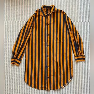 Vintage Bonsoir orange and dark blue long button-down shirt